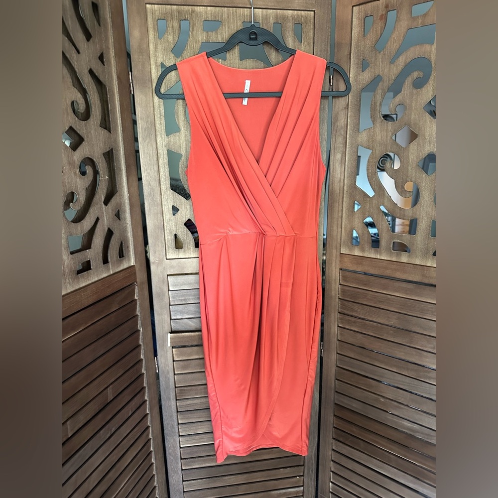 Elegant Sleeveless Orange Dress- O/S